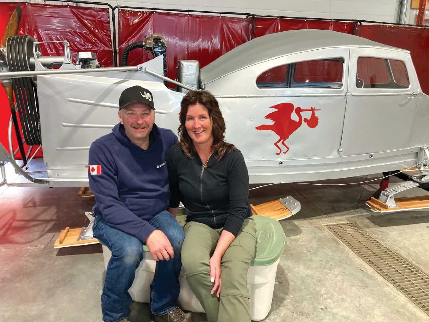 Darrell Hunter and Lisl Gunderman with their restored snowplane. Hunter and Gunderman will be in Moosomin from July 10-12 at the Moosomin Regional Museum with their  snowplane and mobile museum on display. They will also be participating in the Moosomin Chamber of Commerce parade with their restored snowplane.